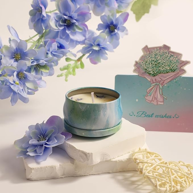 Birthday Gift for Women, Spa Basket Sets, Get Well Gifts, Self Care Gifts for Best Friends Sister Mom (blue cup)