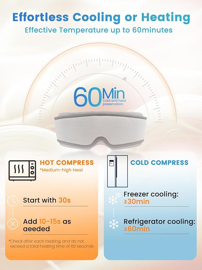 Heated Eye Mask for Dry Eyes, Cooling Sleep Mask for Puffy Eyes Relief - Reusable Therapy Compress Gel Packs, Migraine & Dark Circles, Weighted Sleep Cover for Women/Men (Freezer & Microwave Safe)