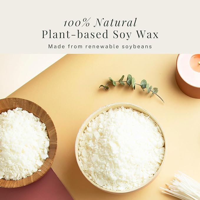 Hearth & Harbor Organic Soy Candle Wax for Candle Making, 5 lbs Natural Candles Making Supplies, Beeswax-Free, Paraffin-Free, Pure Soy Wax Flakes Perfect for Candles, Tealights and Melts