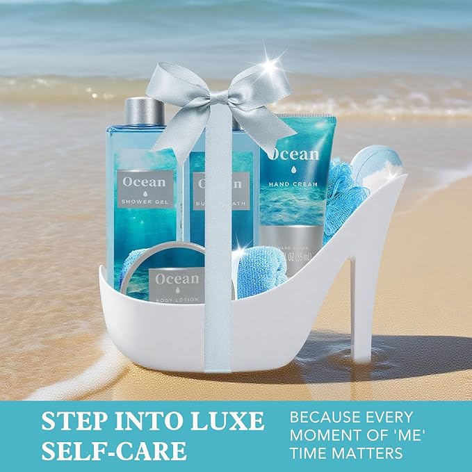 Spa Luxetique Gifts for Women High Heel Gift Set for Women 8pcs Ocean Breeze Spa Gift for Womens Birthday Gift for Womens Wife Girlfriend Coworker Nurse Mothers Day Gifts for Mom