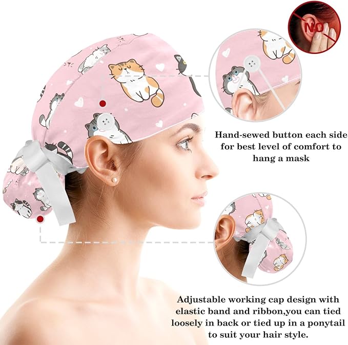 Women's Working Caps with Scrunchies Tarot Pattern Background Lace-Up Hat Unisex Hair Covers One Size