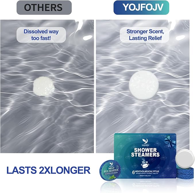 Shower Steamers Aromatherapy, Mothers Day Gifts from Husband for Mom Her Wife Women 6 Pack Shower Bombs Organic with Menthol & Eucalyptus Essential Oils, Home Self-Care SPA Gift - Relaxation