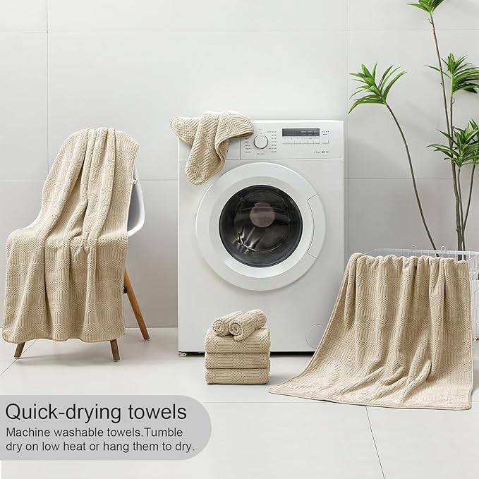 Ycosy 4 Pack Extra Large Microfiber Bath Towels Set,35x70 inches,600GSM,Less Lint Highly Absorbent Super Soft & Quick Dry,Oversized Bath Towels,Perfect for Bathroom Gym Pool,Camel