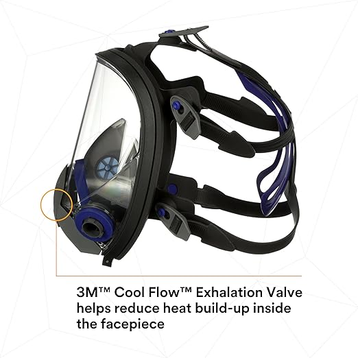 3M Ultimate FX Full Facepiece Reusable Respirator, FF-402, NIOSH, ANSI, Six-Strap Harness for a Secure Comfortable Fit, Cool Flow Valve, Passive Speaking Diaphragm, Medium