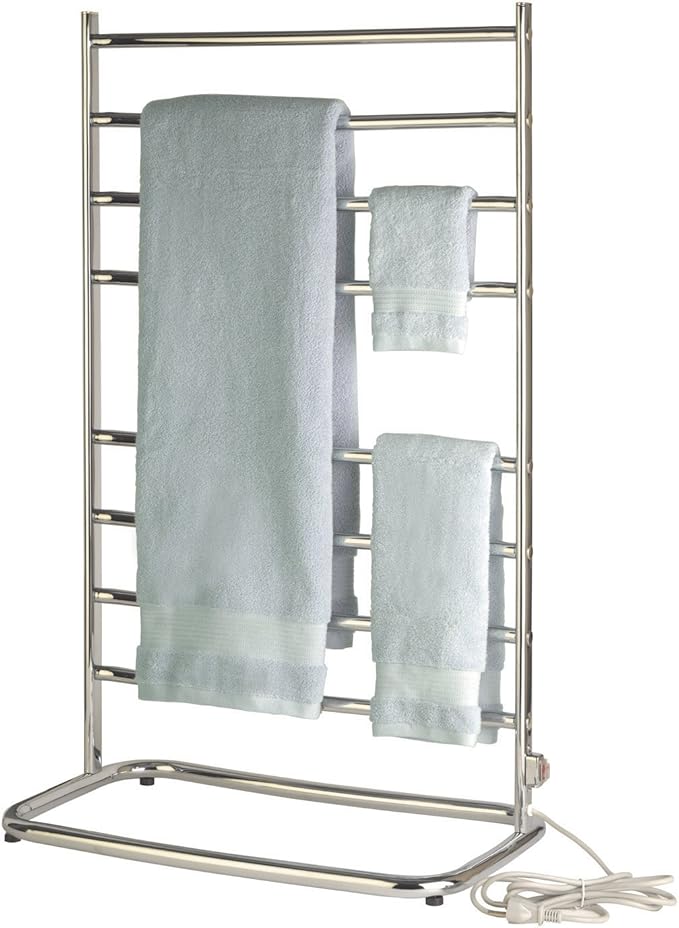 Warmrails Hyde Park Towel Warmer - Free-Standing Towel Warmer Rack for Drying Towels and Garments - 39-Inch Chrome Finish Frame with 8 Bars - Model WHC