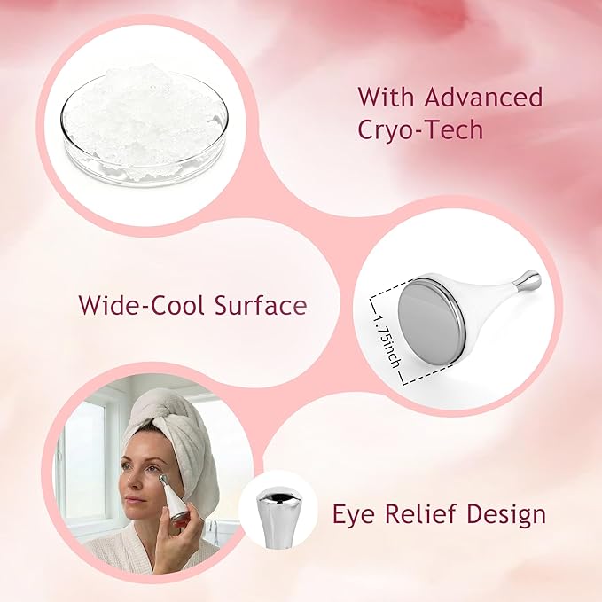 Ice Globes Facial rollers for Face Eyes, Aluminum Face Beauty Cryo tools for Girls Ladies, Cooling Spa Globes Cold Roller skin friendly no frostbite with Storage Box
