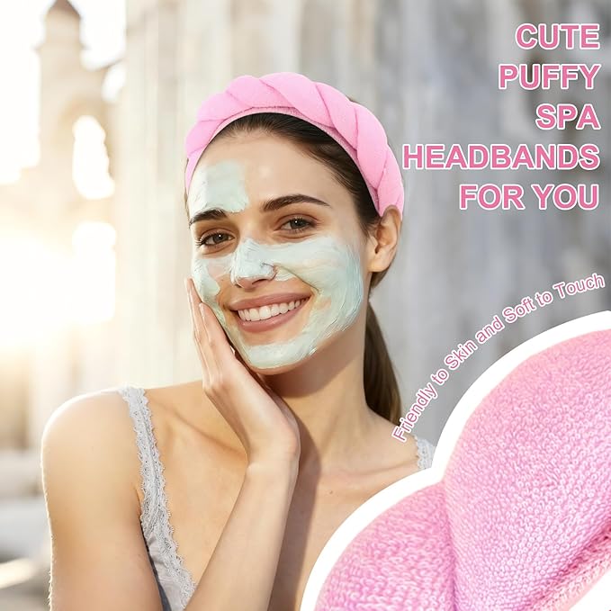 Spa Headbands for Women Skincare Makeup Headband for Washing Face Puffy Bubble Headbands Preppy Stuff Gifts for Teen Girls Women Cute Hair Accessories