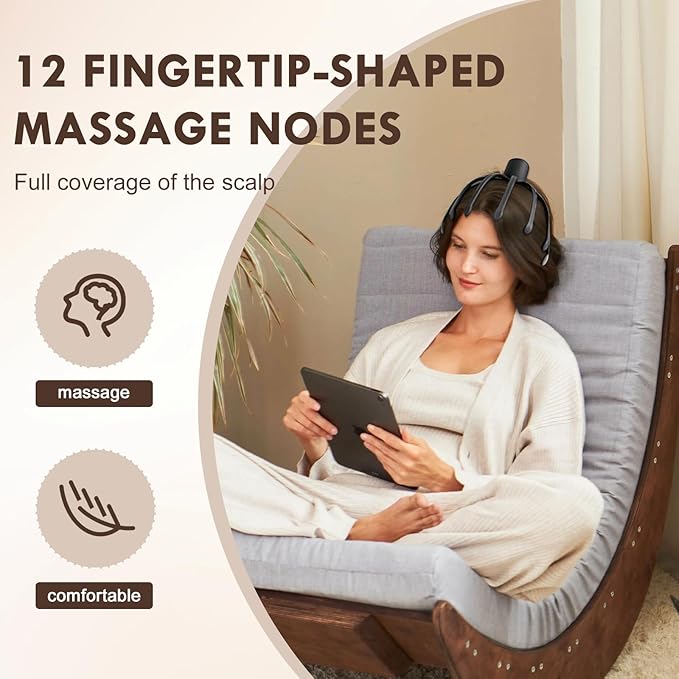 Electric Scalp Massager with 3 Modes, Head Massager Scalp, 360 Degree Head Massager, Cordless Portable Head Scratcher for Stress Relax, Birthday & Christmas Gift