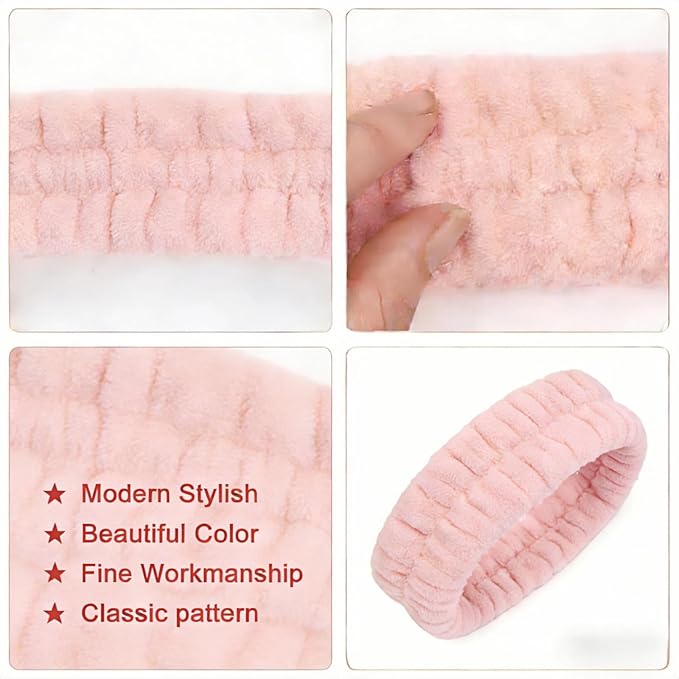 hexiaoxiao 6 Pack Microfiber Spa Headband Elastic Skin-Friendly No Slip Hairband for Women Face Wash Skincare Yoga Makeup Daily Use (White/Black/Pink/Navy/Gray/Milk White)