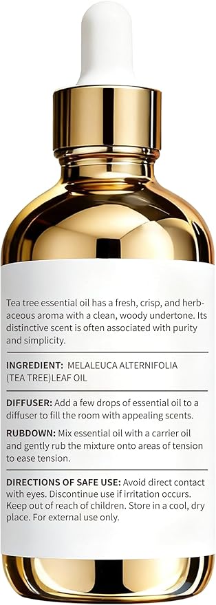 100% Pure Tea Tree Oil 4 fl oz - Tea Tree Oil for Skin for Hair - Essential Oils for Skin & Diffusers & Aromatherapy & Home Care,Candle Making, Gifts for Women - Valentine's Day Gift
