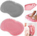 2-Pack Shower Foot Scrubber Mat, Strong Grip Silicone Back and Foot Washer with Suction Cups, No Bend Deep Clean Massage Pad for Seniors, Men, Women