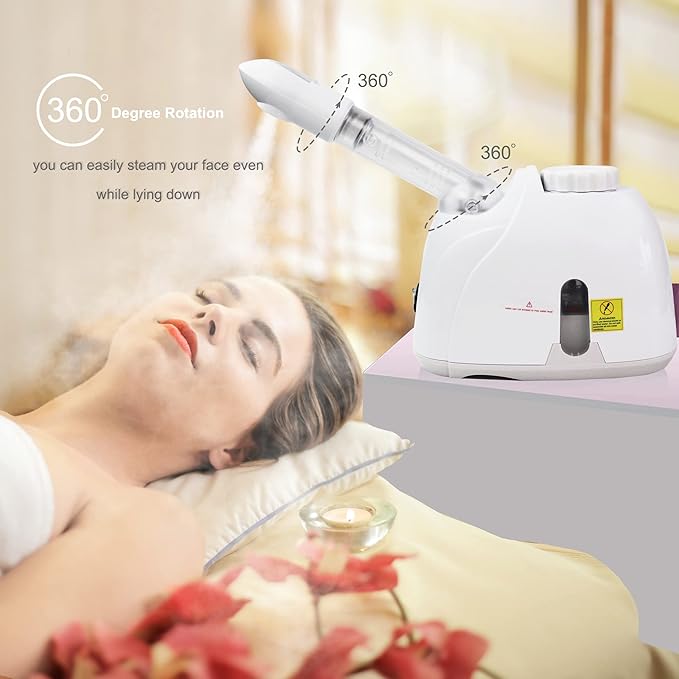 Facial Mist Steamer,YOKYAK Facial Steamers with 360° Rotatable Sprayer, Face Steamer for Facial Deep Cleaning, Hot Mist Humidifier Steam for Face Spa Sinuses Moisturizing, Homeuse or Salon