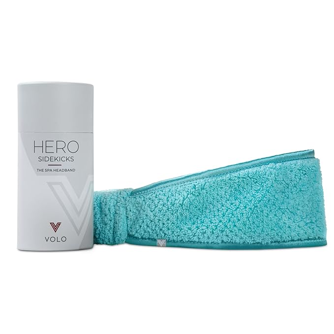 VOLO Spa Headband | Capri Blue | Gentle Microfiber Hair Band | Ultra-Soft, Absorbent, Breathable Facial Head Wrap, Adjustable Stretch Makeup Headband for Face Washing, Shower, Facials, All Hair Types