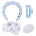 SPA Headbands for Washing Face Makeup Headbands with Bow Hair Band Women Facial Head Band Wrist Towel Wraps For Shower Face Mask Blue, 5 Pack