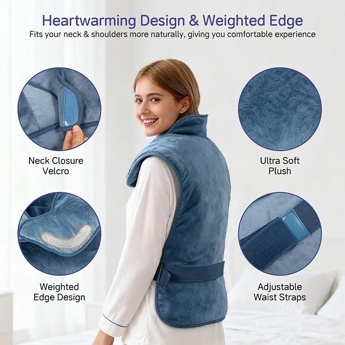 Large Heating Pad for Back Neck Shoulders, Electric Heating Pad for Back Pain Relief, 6 Heat Settings & 4 Timers 24"x33" Weighted Design, Birthday Christmas Gift for Women Men Mom Dad