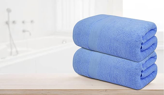Softolle 100% Cotton Luxury Bath Sheets - Pack of 2 (35" x 70") | Super Soft, Quick-Dry & Highly Absorbent Towels for Bathroom, Home, Spa & Gym (Sky Blue)