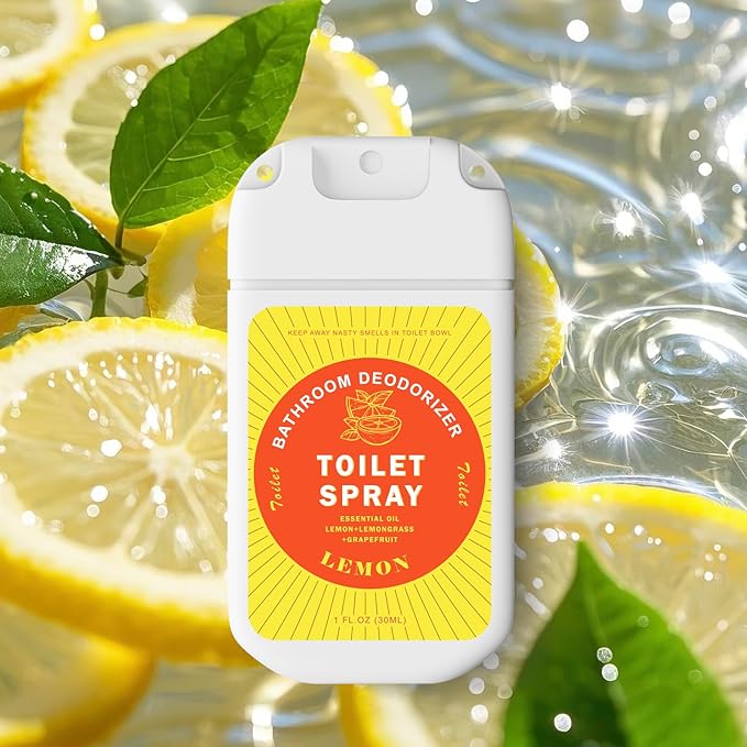 Toilet Spray for Poop Odor Eliminator, Travel Size Toiletries, Air Freshener Spray for Bathroom, Each 1 FL.OZ, 3 Pack, Lemon Lavender Peony Scent