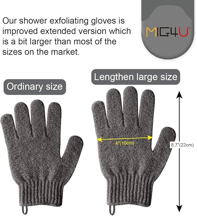 MIG4U Shower Exfoliating Scrub Gloves, Bathing Gloves Body Wash Dead Skin Removal Deep Cleansing Sponge Loofah for Women Men