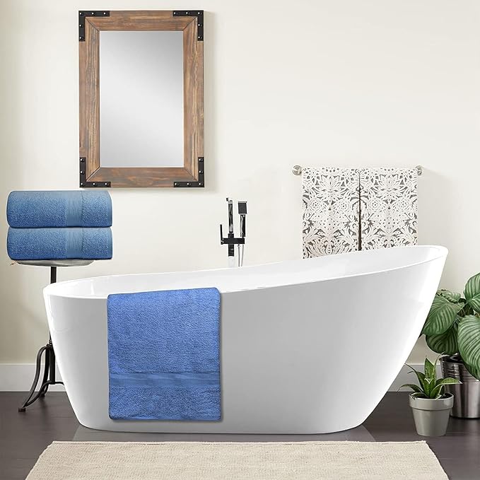 Softolle 100% Cotton Luxury Bath Sheets - Pack of 2 (35" x 70") | Super Soft, Quick-Dry & Highly Absorbent Towels for Bathroom, Home, Spa & Gym (Sky Blue)