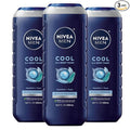 NIVEA MEN Cool Body Wash, Icy Menthol and Yuzu Scent, 3-in-1 Men's Body Wash, Face and Hair, Paraben Free, pH-Skin Friendly, 16.9 Fl Oz Bottle, Pack of 3