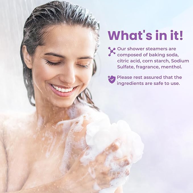 CalmNFiz Shower Steamers 8 Scents - Shower & Bath Bombs with Organic & Natural Fragrances for Teens and Adults - Birthday, Christmas Day Gift for Women Who Have Everything（Green）