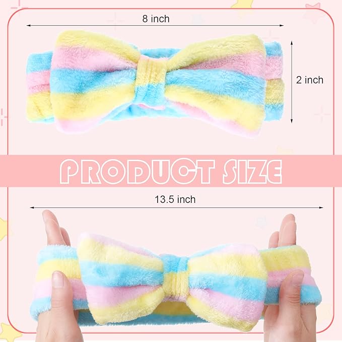 Yinder 40 Pack Bow Spa Headband Coral Fleece Makeup Headband Soft Face Wash Headbands Cosmetic Skin Care Headbands Facial Head Wraps Cute Bow Head Bands for Women Girls Shower Supplies(Various Style)