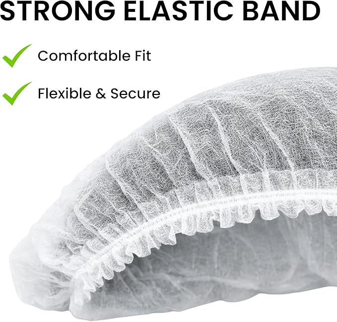 Disposable Bouffant Caps 21 Inch Non Woven Hair Net Elastic Head Cover For Food Service Kitchen Salon Lab Spa And Hygiene Use