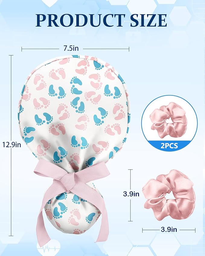 Plifal 100% Cotton Scrub Cap with Buttons-Nurse Cap with Sweatband for Women, Adjustable Working Hat,Satin Lined or Unlined