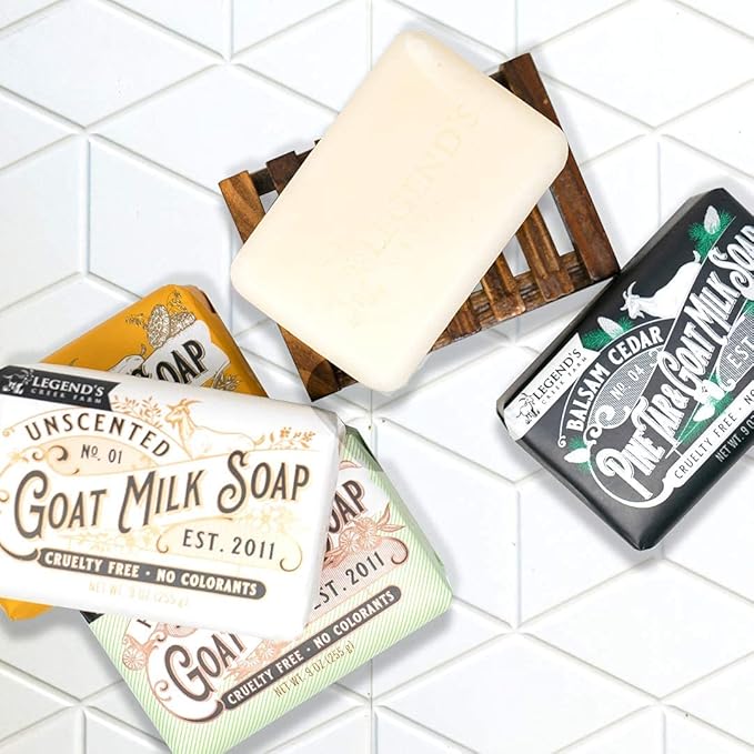 Legend's Creek Farm Goat Milk Soap - Triple Milled Moisturizing Bar for Hands and Body - 9 Oz Creamy Lather, Nourishing, Natural Soap for Sensitive Skin (Assorted Bundle)