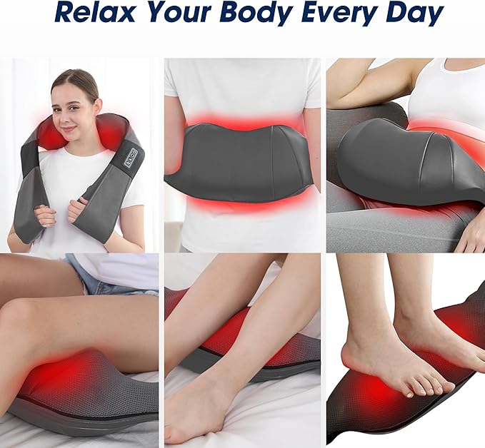 UFFAE Shiatsu Neck and Back Massager with Heat, Electric Deep Tissue Kneading Neck and Shoulder Massage, Best Gifts for Women Men Mom Dad Mothers Fathers Day Birthday Gift, Grey (NOT Cordless)