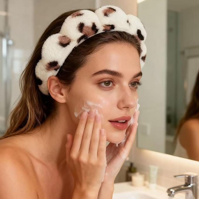 Spa Headbands for Washing Face Makeup Skin Care Women Bubble Facial Beauty Headbands Puffy Shower Towel Band Hairband