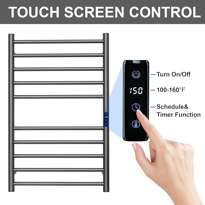 Electric Towel Rack with Voice Control for Alexa & Google Home,TUYA-Wall-Mounted Bathroom Heating Towel Warmer,Stainless Steel Material,31.5x20.08x4.41in,Plug-in,Gunmetal Grey,10 Bars