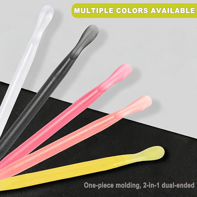 2Pcs Plastic Cuticle Pusher, Dual-end Dead Skin Nail Pusher, Gentle Plastic Pusher, Gel Polish Remover Tool, Manicure and Pedicure Tool, Yellow