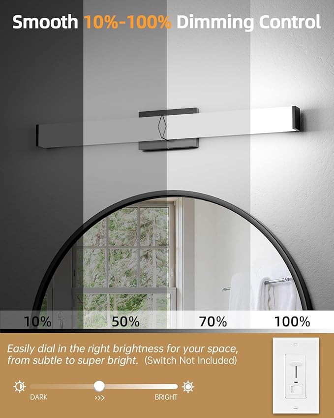 Bathroom Vanity Light,32inch 5CCT Modern Dimmable Bathroom Light Fixtures Over Mirror,32W 3600LM Lighting Bar Fixture,Black LED Vanity Lights,2700K/3000K/4000K/5000K/5700K,ETL Certified