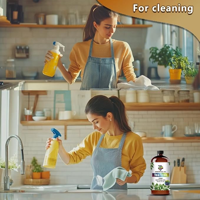 Tea Tree Essential Oil - GV77ZF Tea Tree Oils for Diffusers, Humidifiers, DIY Candles, Soap, Cleaning, Home, Office, Yoga, Massage, Gifts - 16 fl oz (480 ml)