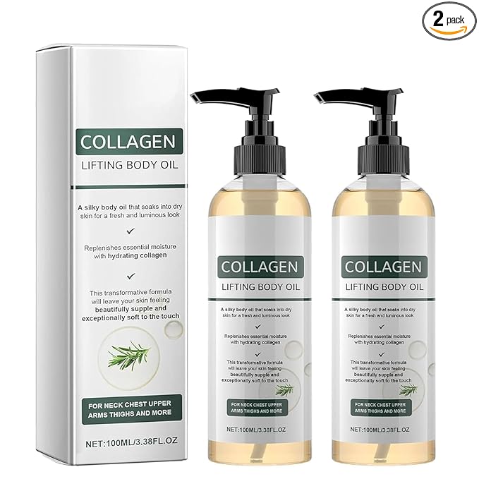 2 Pcs Collagen Lifting Body Oil, Advanced Hydrating Collagen Oil for Body & After Shower, Lightweight Non-Greasy，Anti Aging Moisturizing for Women & Men 100ML/3.38 Fl Oz