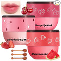 3 PCS Bee Lip Balm Honey Pot, Watermelon & Cherry & Strawberry Lip Mask Overnight Propolis Moisturizing Lip Balm Hydrating Prevention Dry and Crack Lip Scrubs Exfoliator Lip Wrinkle Care (Set C)