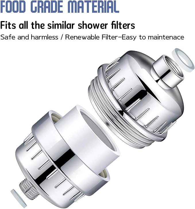 Bath Beyond 15-Stage Shower Filter Replacement Cartridge (Pack of 4) Shower Filter w/Vitamin C for Hard Water - Shower Water Filter Removes Chlorine Fluoride/Improves Condition of Your Skin, Hair