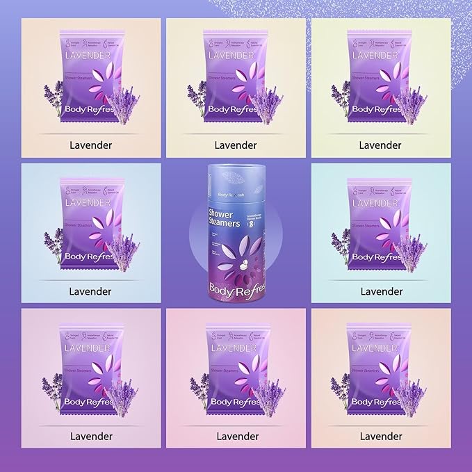 BodyRefresh Lavender Shower Steamers Aromatherapy 8 Pack - Birthday Gifts for Women, Mothers Day Gifts for Mom Wife from Daughter, Shower Bombs for Home Spa Relaxation Self Care