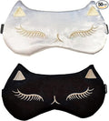 Cute Cat Sleep Mask for Kids (Grey&Black), 2 Pack Silk Sleeping Eye Cover Adjustable Mask Night Eyeshade Cover for Girls Boys Women Men Sleep Travel Party…