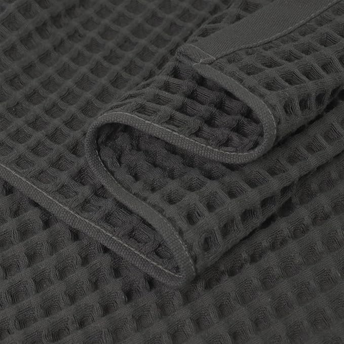 Jacquotha Waffle Bath Towels 2-Piece (Dark Grey) - Cotton, Soft, Quick Dry, 31” x 62” Large Bath Towel for Bathroom, Shower, Spa