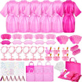 Spa Party Supplies for Girls, 6 Satin Robes Kids Spa Birthday Sleepover Supplies Kit