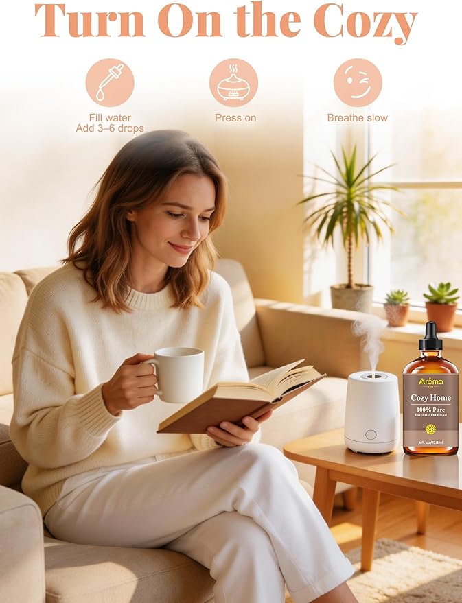 Cozy Home — A 100% Pure Essential Oil Blend Warm-Woods Blend that Makes Your Space Feel Instantly Inviting, Relaxed, and Lived-in—Never Sleepy