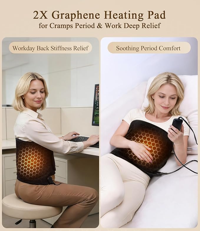 Hot Heating Pad for Back: 160℉ Extra Hot 3s Fast Heat Far Infrared Deep Penetration Muscle - Deeper Relief for Chronic Lower Back Pain for Women Men Elderly - 8 Temps 4H Auto Off Washable