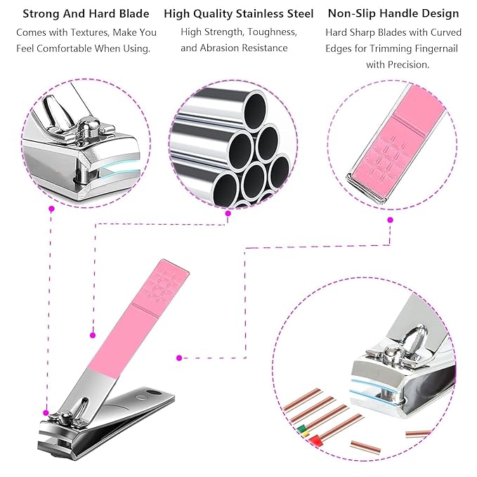 Manicure Set Women Nail Kit with Nail Clippers Eyebrow Tweezers Glass Nail File with Case Manicure Pedicure Kit Grooming Kit Personal Care Tools for Home Outdoor Travel Gift Giving Salon