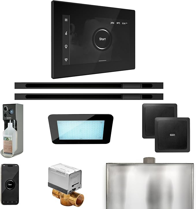 Mr Steam XDream Max Steam Shower Pkg w/iSteamX Control and Linear Steamhead in Black Matte Black