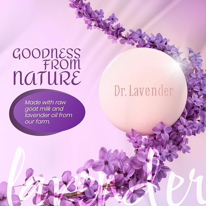 Goat Milk Soap Bar with Pure Lavender Oil – Farm Fresh Raw Milk & Vegetable Oils – Moisturizing Face & Body Wash for Sensitive and Dry Skin – Natural & Handmade Daily Cleanser