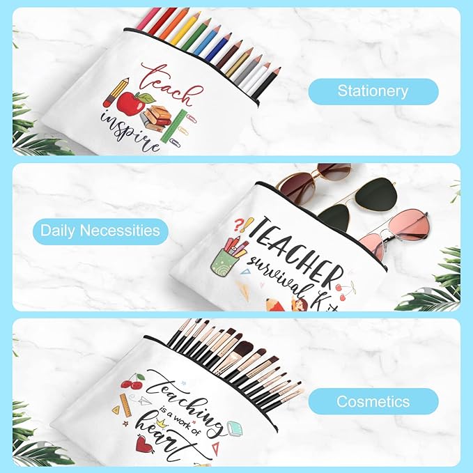 UAREHIBY 12 PCS Teacher Appreciation Gifts in Bulk, 20 OZ Wine Tumbler Teacher Gifts, Graduation Gift with Keychain,Best End of Year Teachers Gift with Cosmetic bag for Women Men