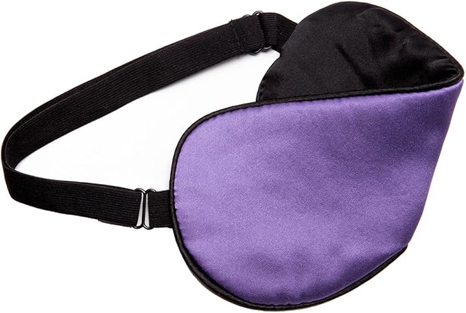 100% Mulberry Silk Sleep Mask Blackout, Cute Natural Sleeping Mask with Adjustable Elastic Strap, Satin Eye Cover for Men Women Adults (Purple)