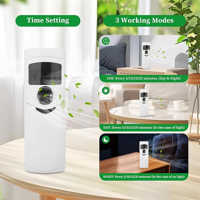 Automatic Air Freshener Dispenser,Wall Mount/Free Standing Commercial Electric Aromatherapy Diffuser ，Programmable Sprayer for Home Room Office Bathroom